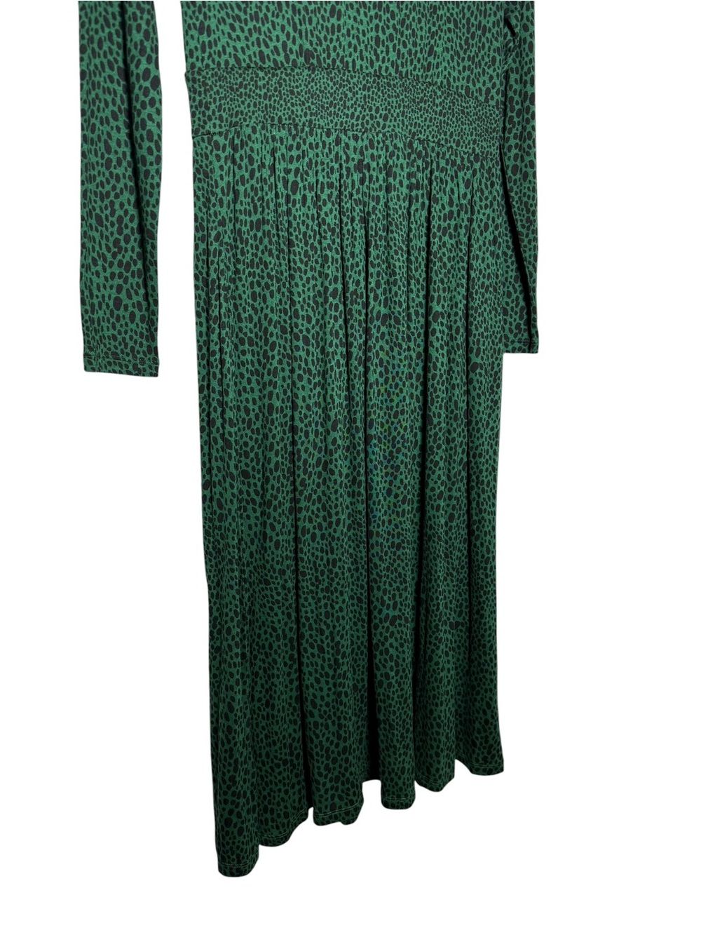 Boden Thea Long Sleeve Midi Dress Animal Spot Amazon Green Size 6R - Picture 8 of 9